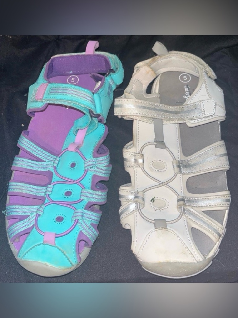 Cat & Jack Girls Teal and Purple Open-Toe Sandal Pair